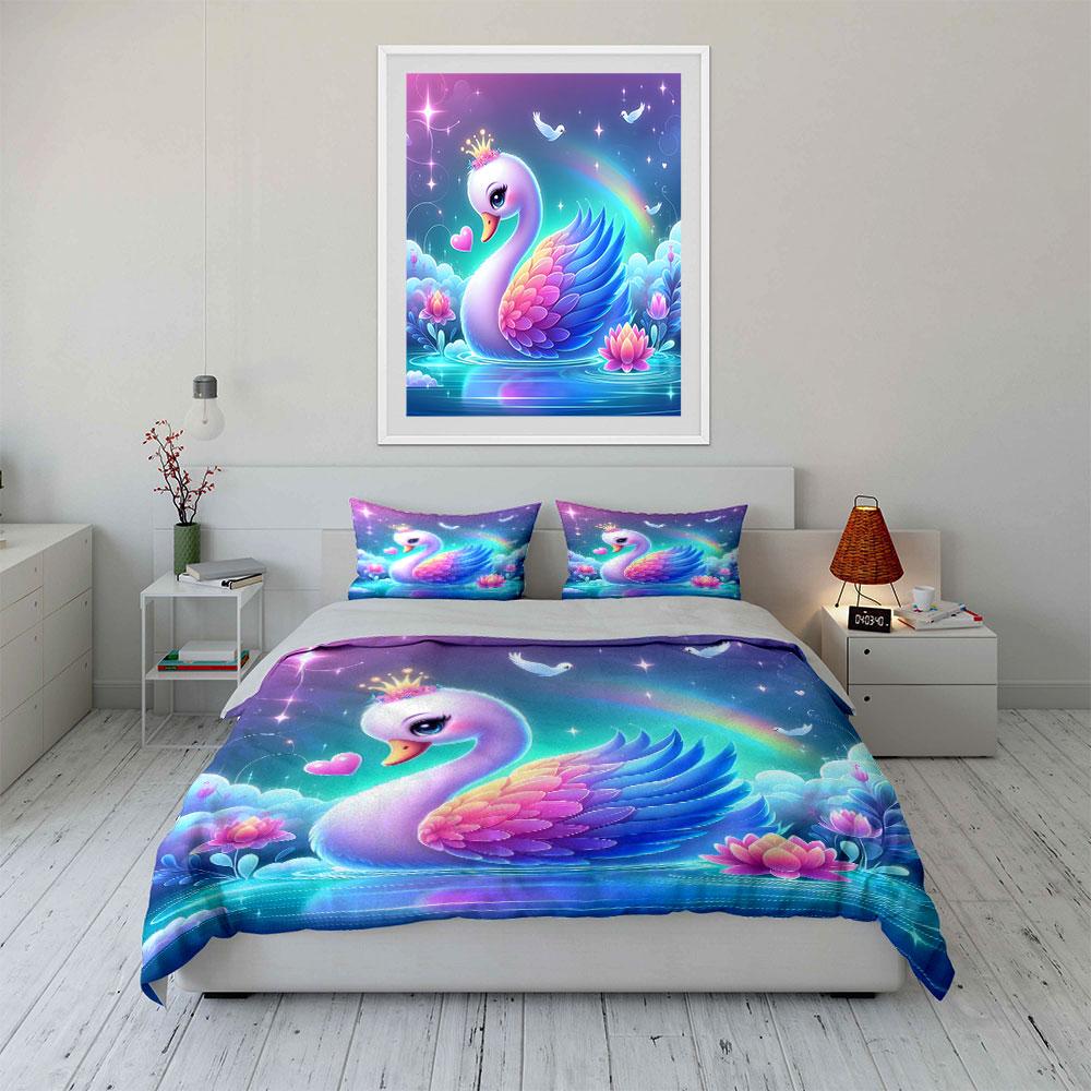 "Enchanted pastel swan dream" Bedding sets Duvet covers Pillowcases(1* Duvet Cover 2* Pillowcases without duvet insert)