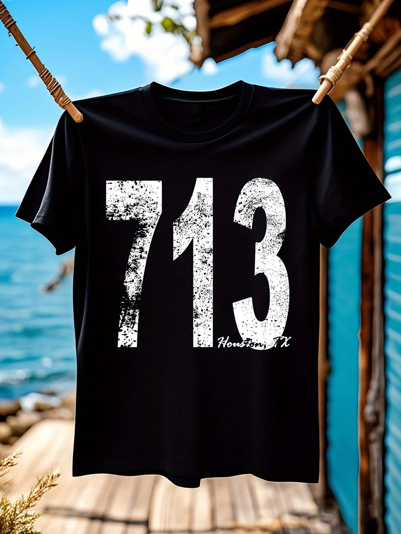Vintage Houston Area Code 713 Texas Tshirt Retro Bold Num... XL