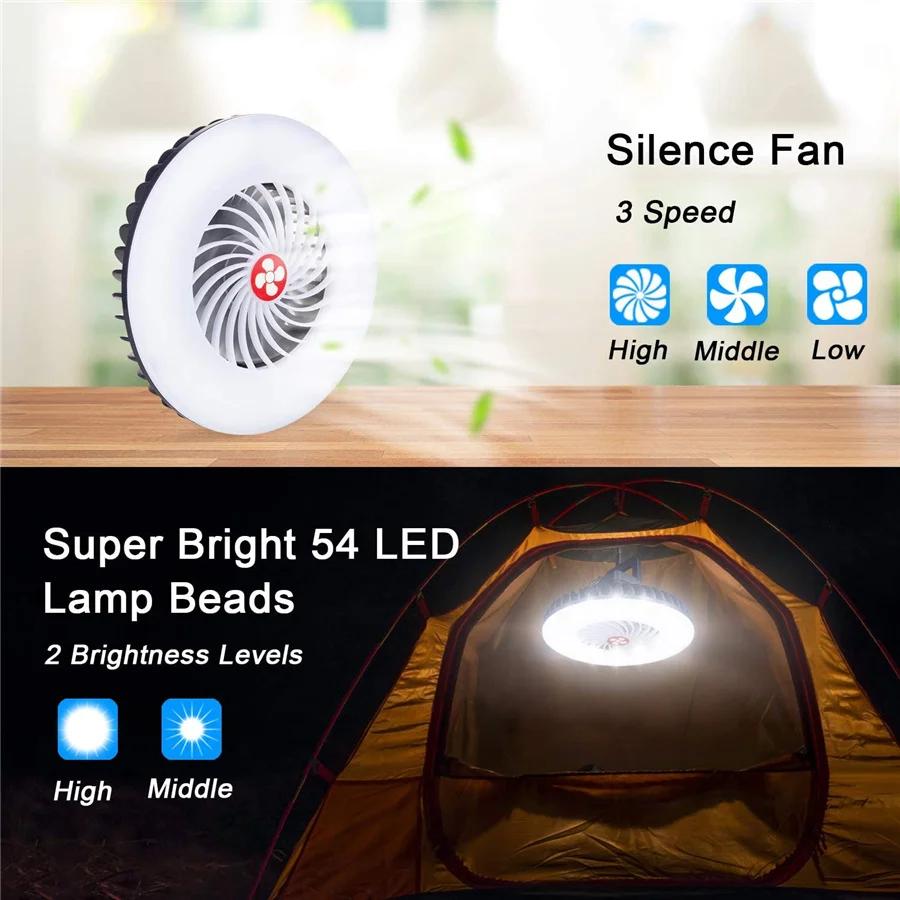 Multifunction Waterproof Rechargeable Fan Camping Light Outdoor Tent Lamp Fishing Hiking Fan Lamp Portable Emergency Night Light