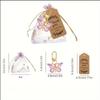 6Set/Pack Gradient Design Butterfly Keychain Gift Set Brown Cards Party Gift Bag Organza Drawstring Bags Party Favor