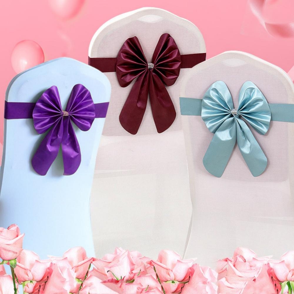 New Sashes Elastic Bow Tie Ready Made Chair Sashes Band For Wedding Party Hotel Banquet Event Decoration
