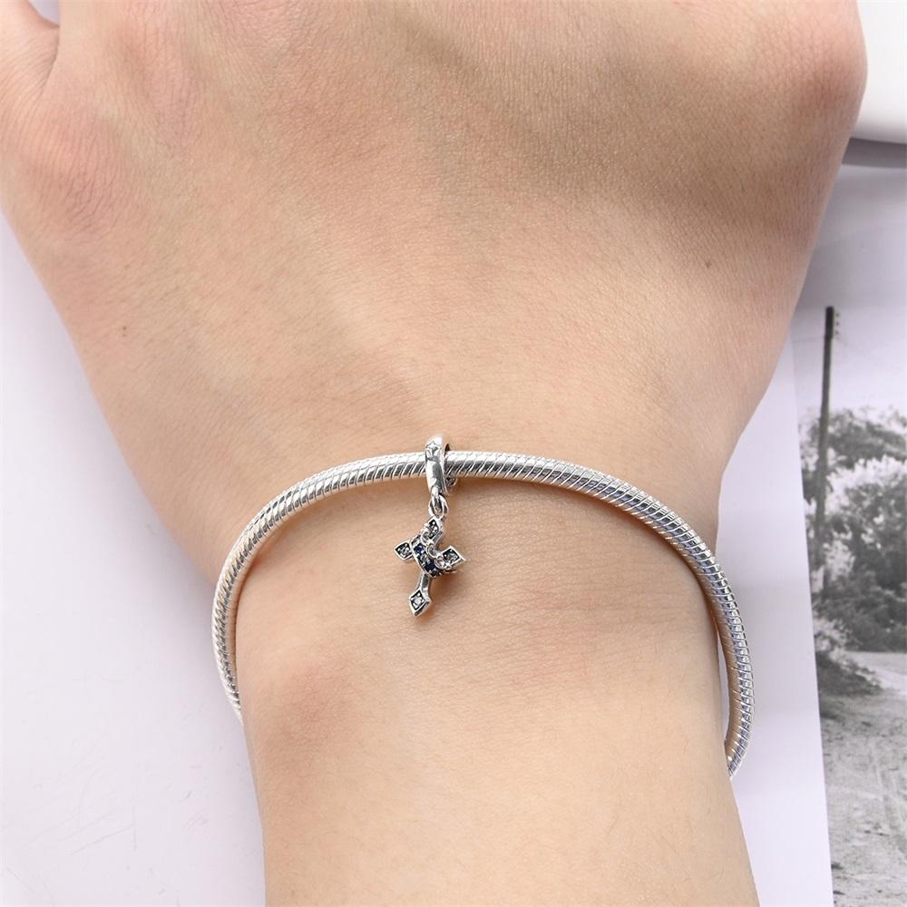 Original Copper Charm Luxury Religious Crown Cross Beaded Pendant Beads Fit Bracelet Diy Women Making Delicate Gift