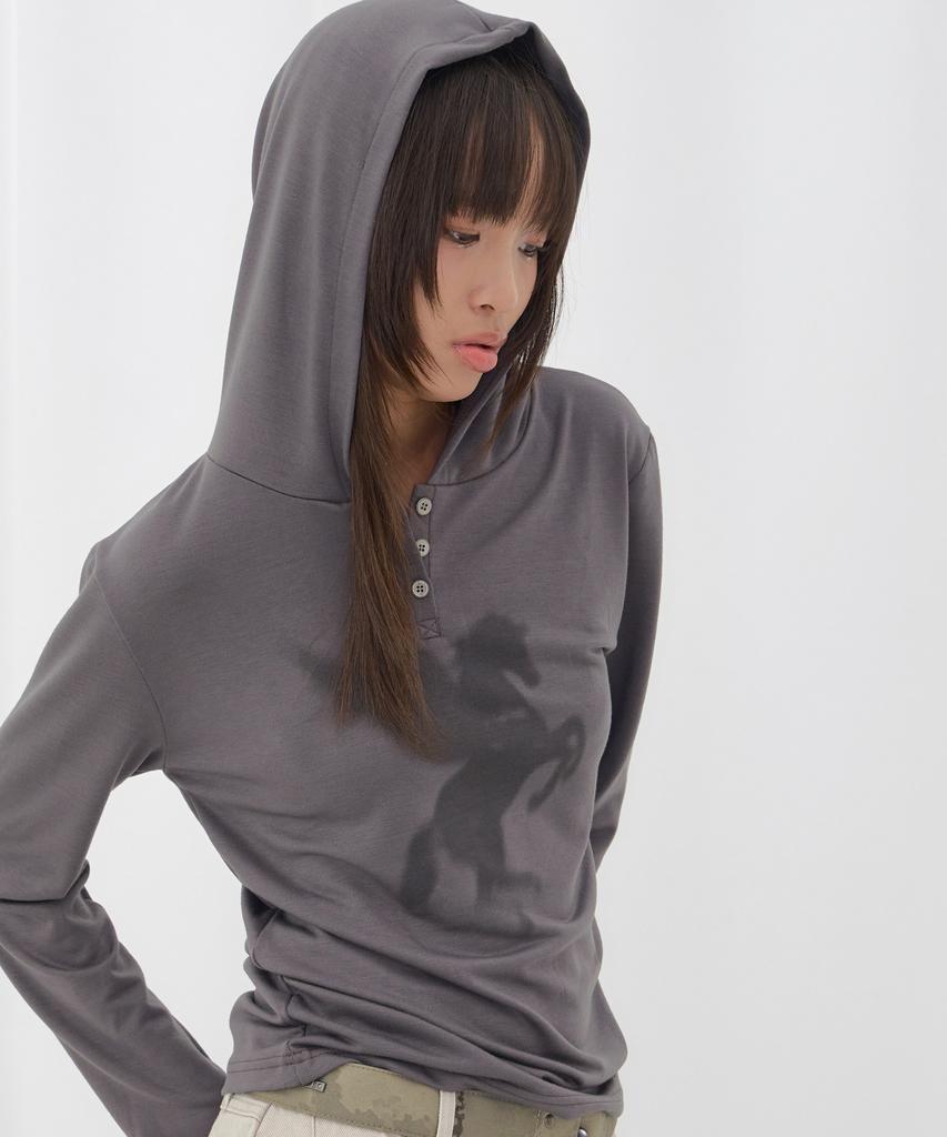 FANCY CLUB Pegasus Hooded Long Sleeve (Charcoal) F26Qb049