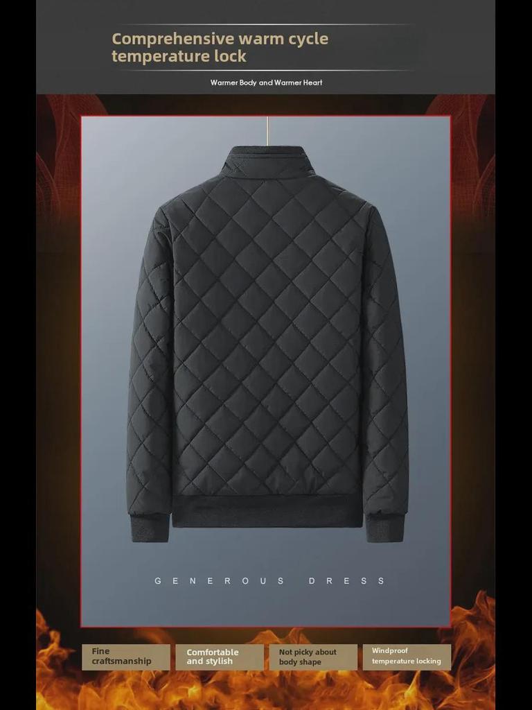 Herren Cross-Border Winddichte Jacke mit Stehkragen: Verdickt, mit Baumwolle gefüttert, lässig, warm, vielseitig für Herbst und Winter