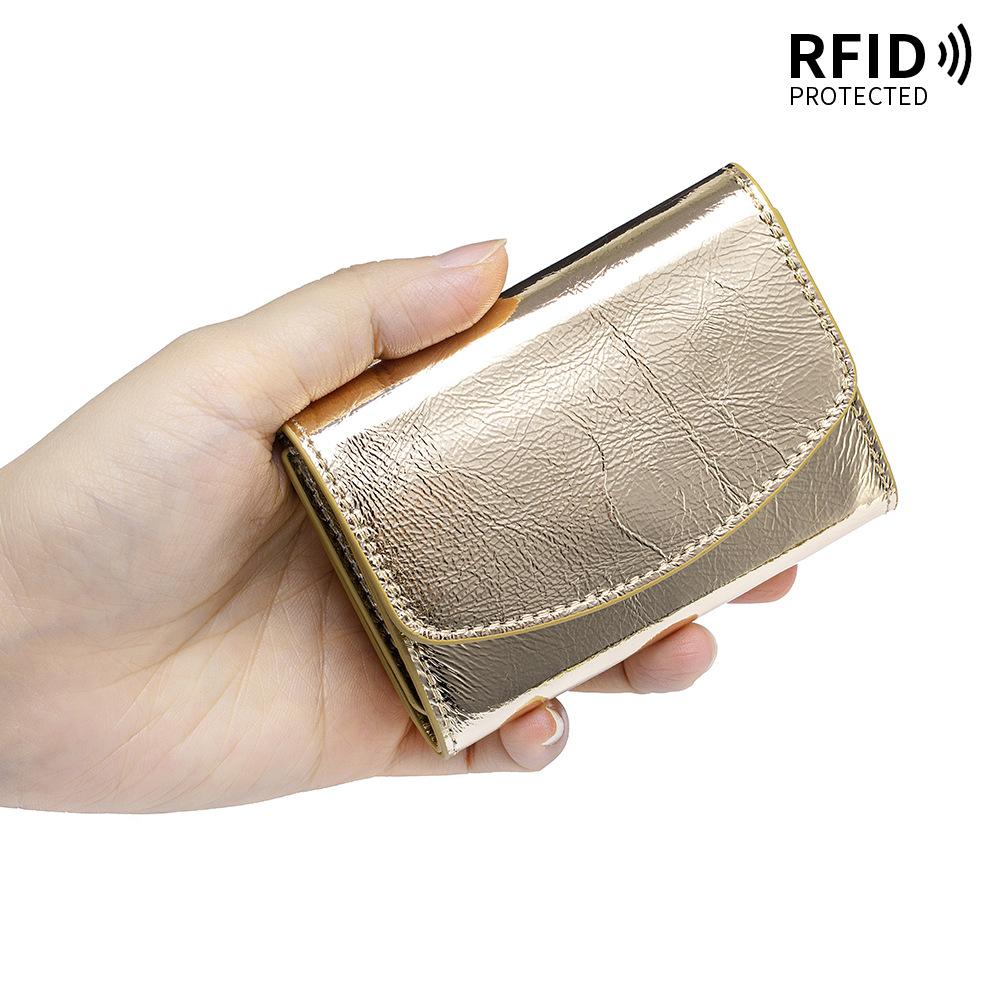 Women Genuine Leather Slim Short Wallet RFID Blocking mini Wallet Credit Card Holder money clip wallet Zipper Coin pocket