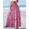 Women's Summer Elastic Waist Loose Long Printed Skirt