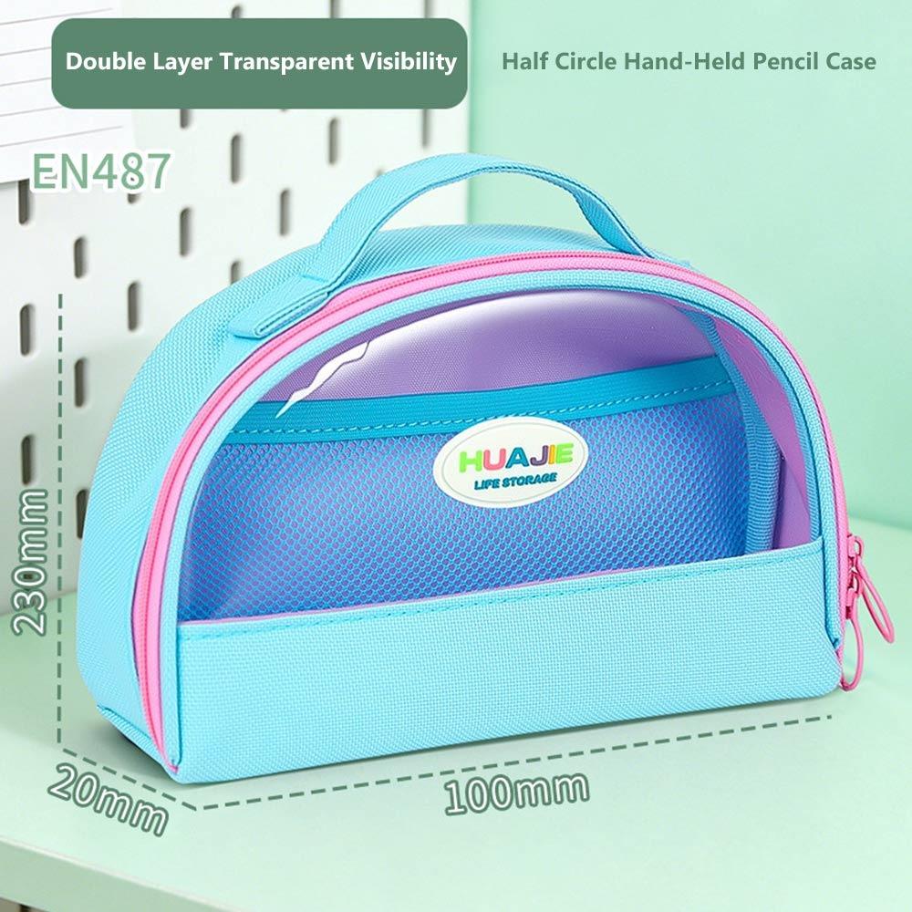 Macaron Color Pencil Case Multi-layer Stationery Bag Waterproof Pen Bag  Students синий