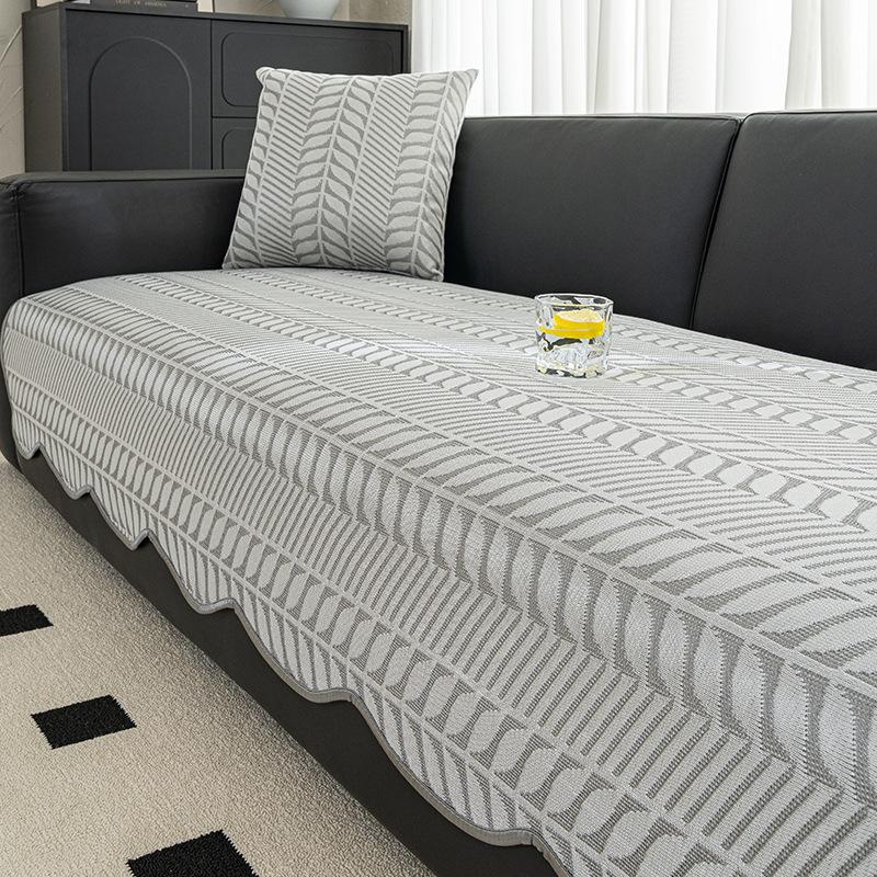 New Straight Row Sofa Cushion Summer Ice Silk One Piece Fixed Non-Slip Special-Shaped Irregular Leather Sofa Cover