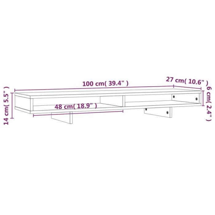 VidaXL Support pour moniteur 100x27x14 cm Bois de pin solide 814004