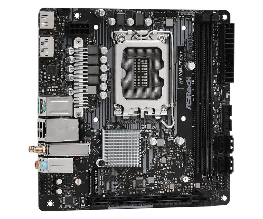 ASRock Motherboard Intel H610 Serie 12. Generation CPU Kompatibel H610 miniATX Motherboard Autorisierter Distributor H610M-ITX/ac (LGA1700) [Inländisch
