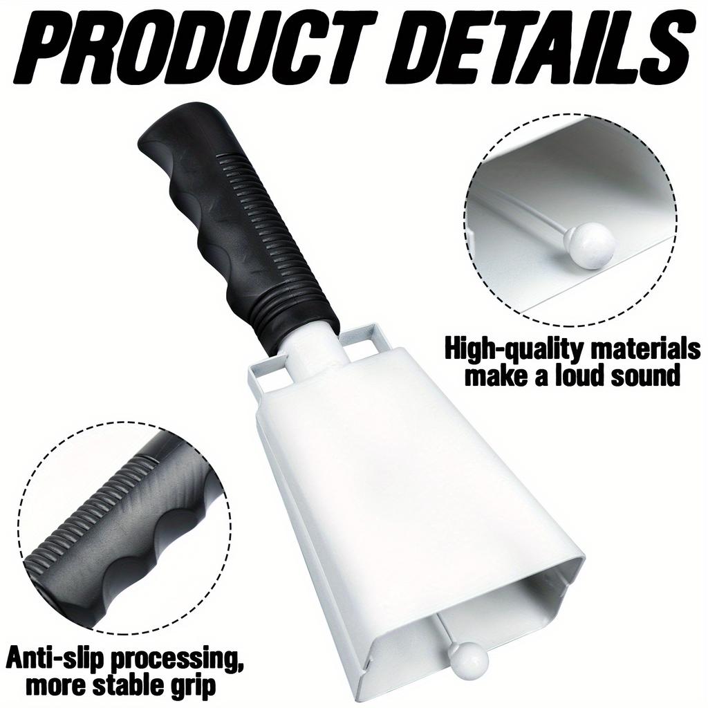 Iron Cowbell with Handle Hand Percussion Cowbells Red White Cow Bells Cheering Bell Atmosphere of The Group