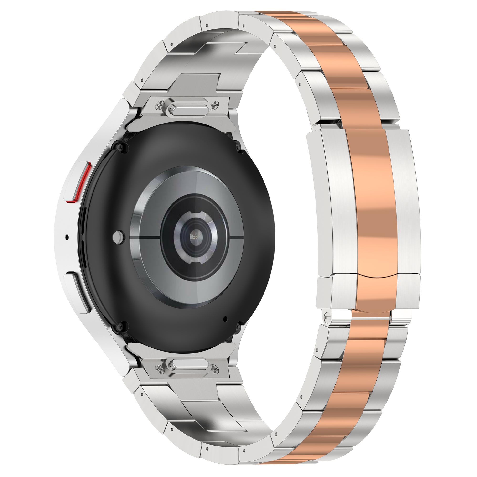 

For Samsung Galaxy Watch FE 40mm/Watch6/Watch6 Classic/Watch 5 Stainless Steel Watch Strap Quick Release Watchband Silver Rose Gold