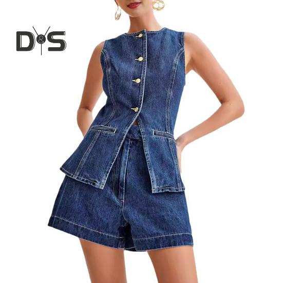 

Женский жилет, шорты, однобортные однобортные брюки без рукавов с разрезом на шее и пуговицами, облегающие однотонные короткие брюки с высокой талией L Jacket