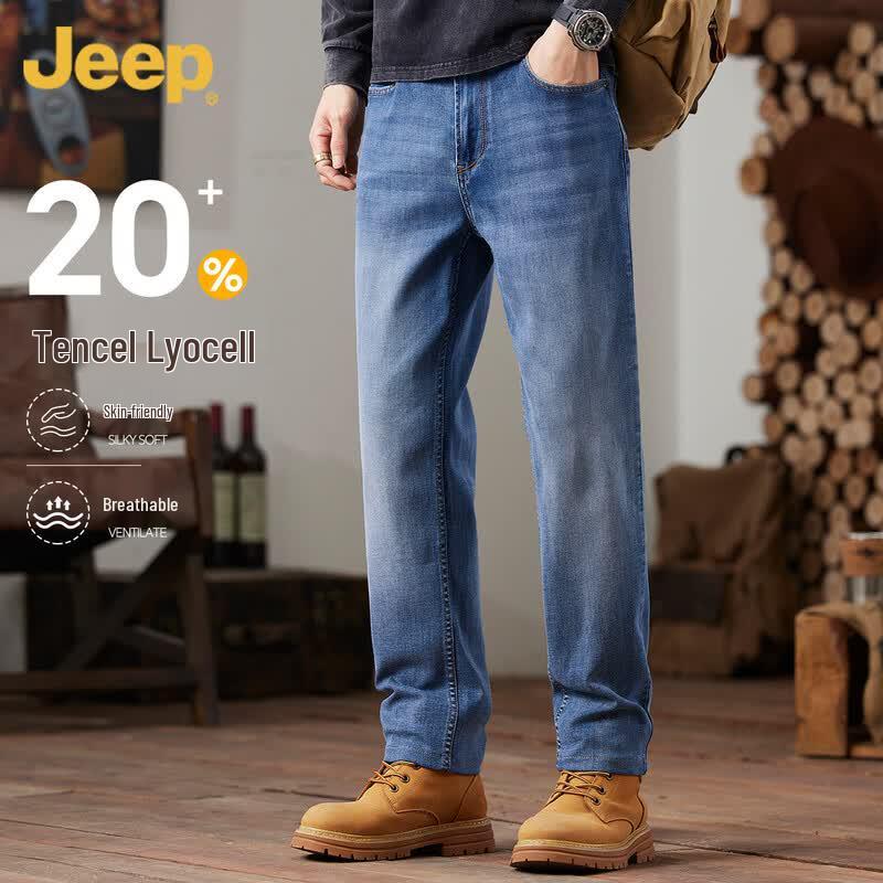 JEEP Men s Lyocell Blend Stretch Straight-Leg Jeans 35