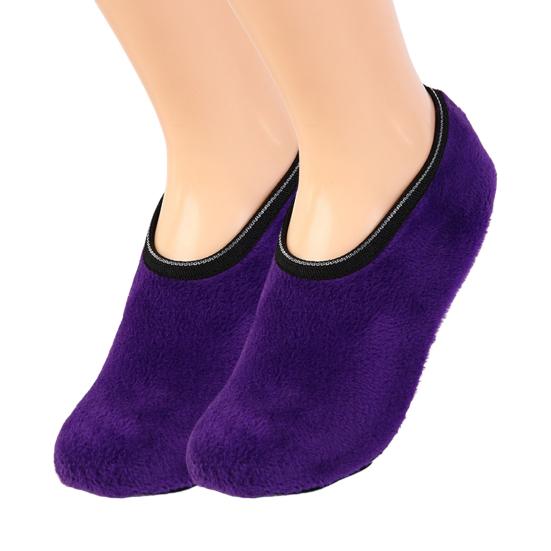 

1 Pair Winter Floor Socks Non-slip Rough Sole Thicken Padded Washable Keep Warm Low Tube Contrast Color Women Socks Home Wear Socks фіолетовий