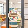 huaqianguhh Wooden Welcome Sign for Classroom Door, to Our Round Hanger, Front Door Hanging Sign, Back School Preschool Decoration