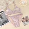 Sexy Deep V Push-Up BH-Set Damen Sommer Damen Spitze Stickerei Unterwäsche Französisch Dünne Cups Seiden-Bralette Ohne Bügel Dessous-Sets