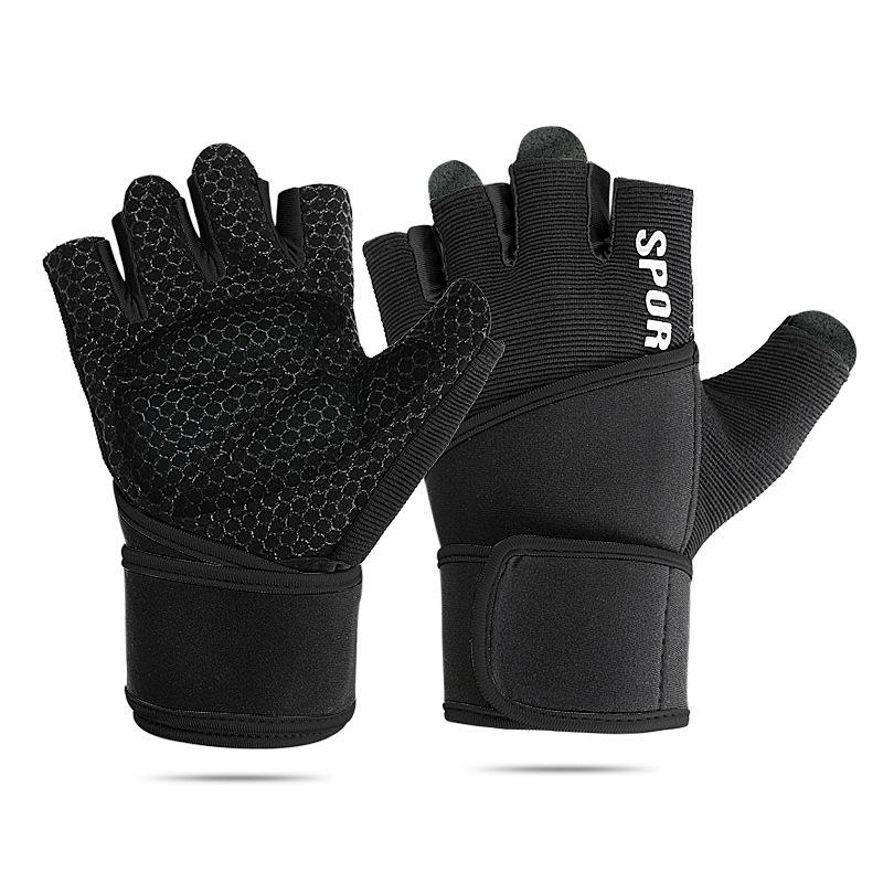 

Outdoor Half-finger Sports Gloves Thickened Palm Protection Anti-cocoon Wrist Protection Fitness Exercise Cycling Sports Non-slip Gloves XL