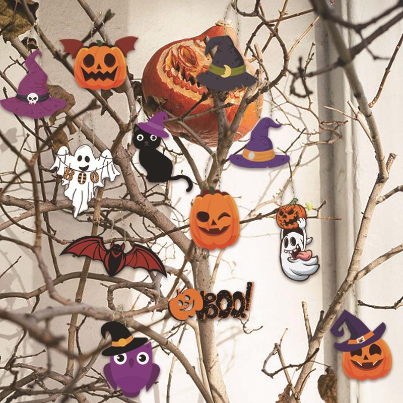 Halloween, Party Pendant Decoration, Ghost Festival, Pumpkin, Bat, Ghost, Decorative Hemp Pendant, Halloween Small Pendant