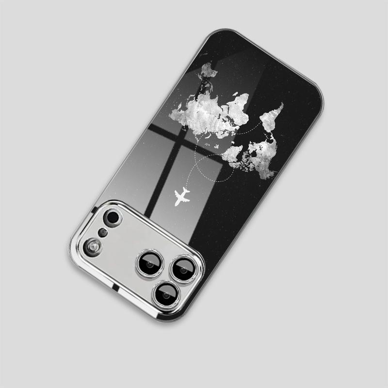Minimalist travel-themed airplane route pattern electroplated phone case for iPhone 17 16 15 14 13 12 11 11Pro 11ProMax