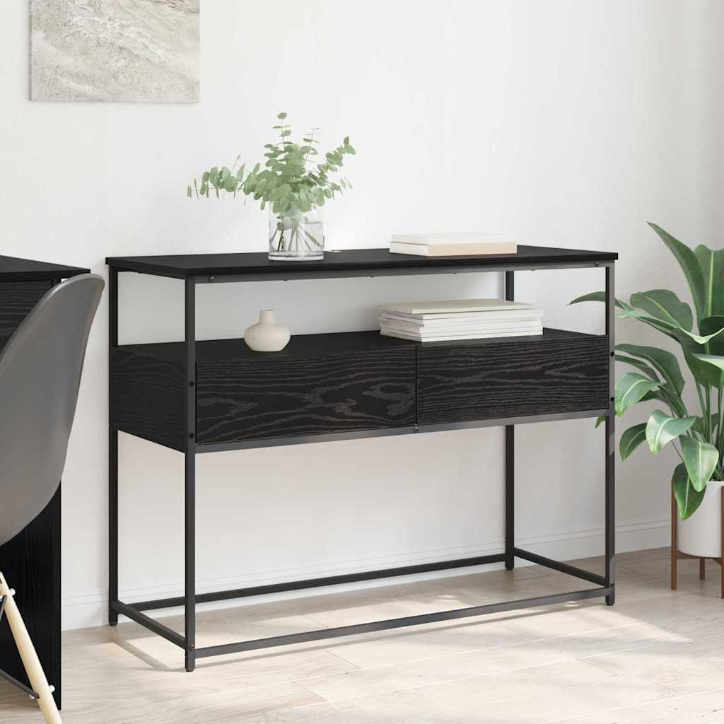Console Table Black Oak Effect 100 X 40 X 75 Cm