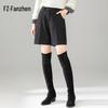 Women's High-Waist Wide-Leg Wool Blend Cropped Pants