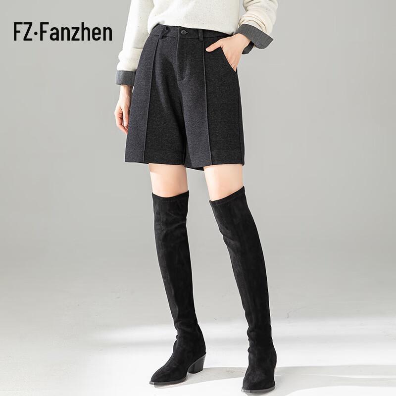 

Women s High-Waist Wide-Leg Wool Blend Knee-Length Shorts 31