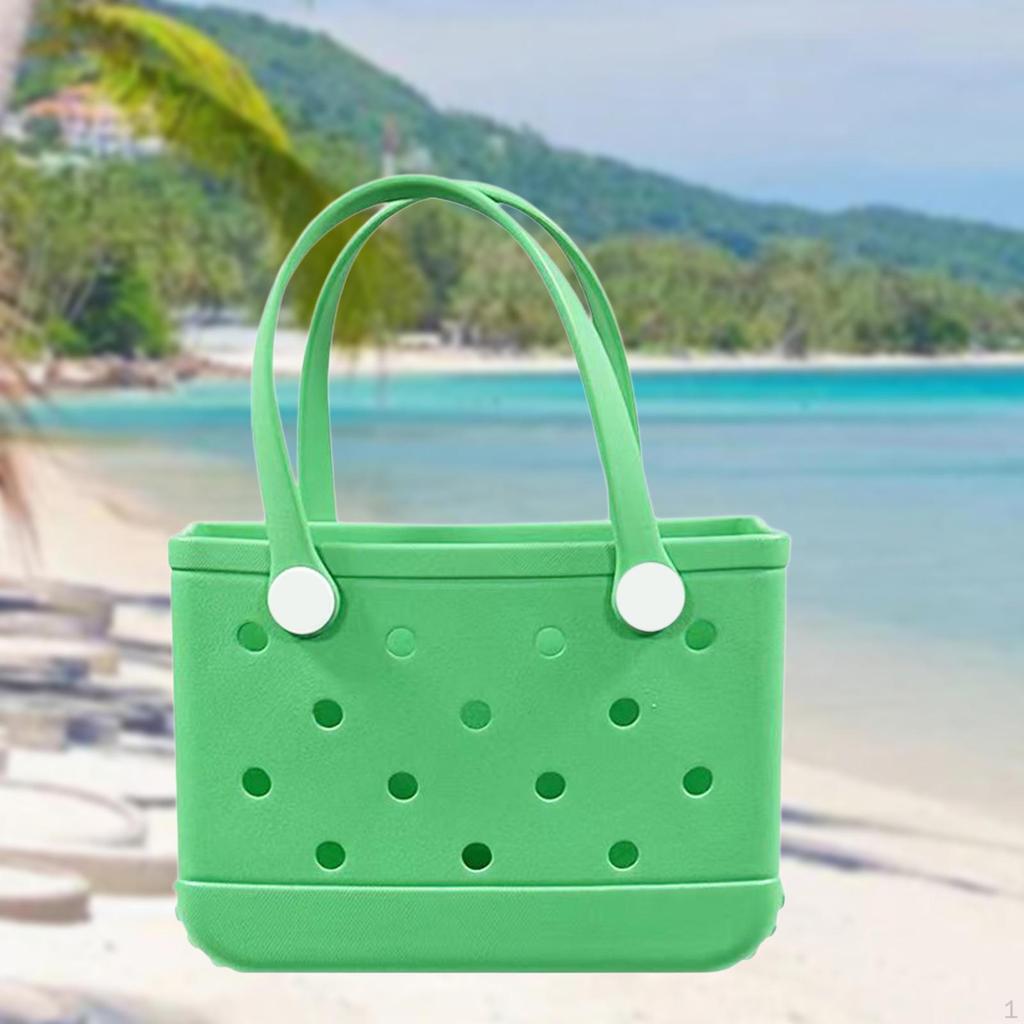 Washable Tote Bag Waterproof Handbag Organizer Fashion Summer Kids Beach Green