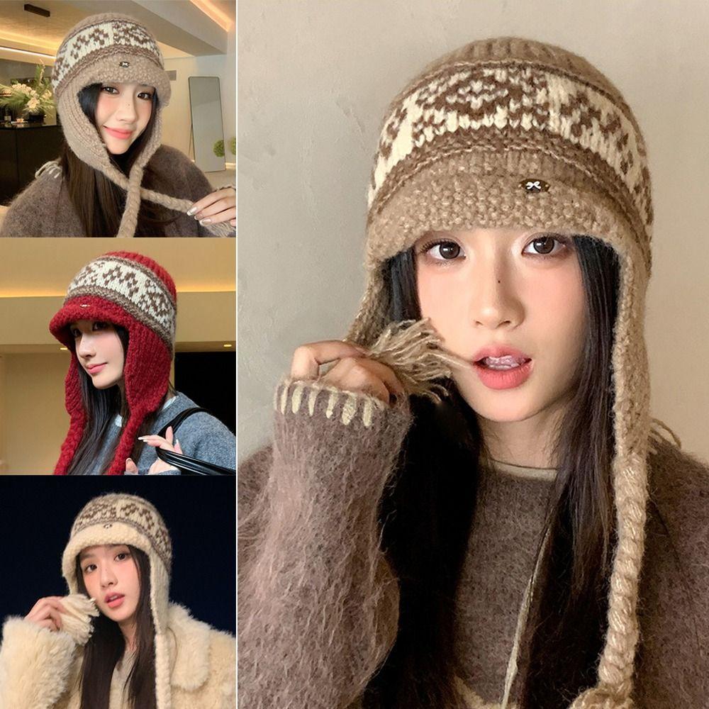 Windproof Ear Protection Hat Cold Proof Winter Warm Hat Creative Knitted Cap Autumn Winter