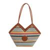 2025 New Rainbow Straw Woven Heart Texture Casual Fashion Large Capacity Vegetable Basket Handbag Tote Bag