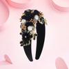 Women Heaband Fake Flower Faux Pearl Shiny Rhinestone Decor Wide Vintage Luxury Anti-slip Colorful Hair Hoop Anti-slip Hair Decoration Accessory