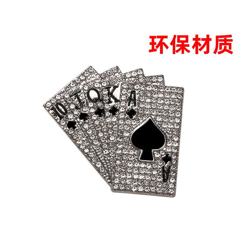 Poker flush brooch zinc alloy material, men's and women's suits, collar pins, high-end corsages