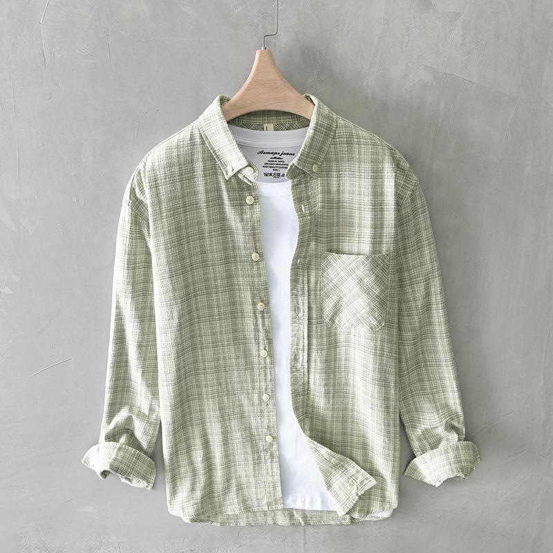 

Men s Japanese Style Plaid Drop Shoulder Shirt XXL