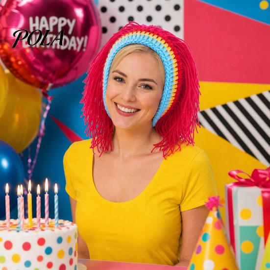 Perückenmütze, Hohe Elastizität Gestrickte Wolle Handgehäkelt Lustige Mütze, Dreads-Design Wollene Perückenkappe für Party Halloween Tägliches Tragen