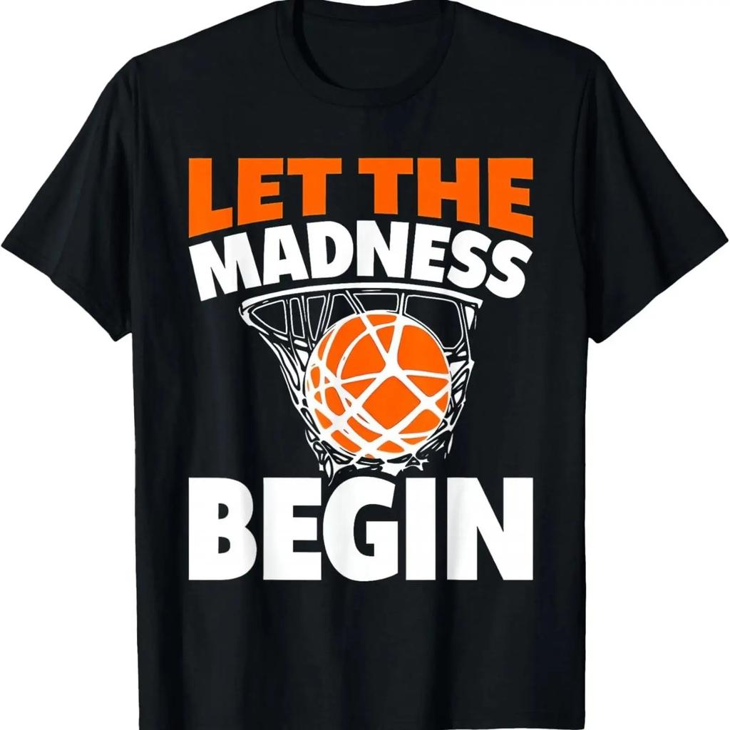 Funny T Shirt Let The Madness Begin Basketball Bracket Players Lover Vintage Washed Stylish Soft Top For Everyday Wear