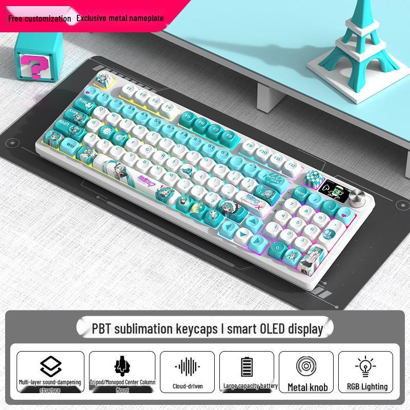 98-Key RGB Wireless Bluetooth Triple-Mode Mechanical Keyboard - Gaming, Esports & Office Customization Screen
