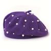 Women S Pearl Plush Beret Hat Vintage Fashion Elegant Lady Hat