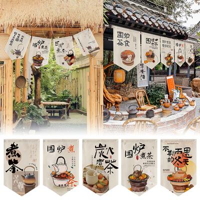 Chinesischer Kurzer Vorhang Dreieckige Fahne Restaurants Teehaus Eingangsbereich Vorhänge Vorhang Trennwand Lagerfeuer Party Camping Hängende Fahne