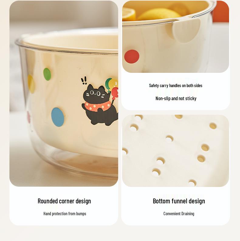 Doppellagiger Lebensmittel-Abtropfkorb & Obstschale - Gemüsewäscher, Obstteller, Aufbewahrungsbox für Nüsse & Snacks