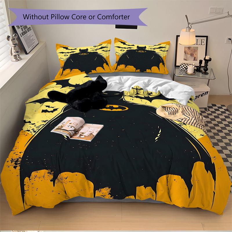 3pcs Batman Bedding Set, Soft Polyester Duvet Cover and Pillowcases Machine Washable Seasons all suitable & Guest Room Decor241
