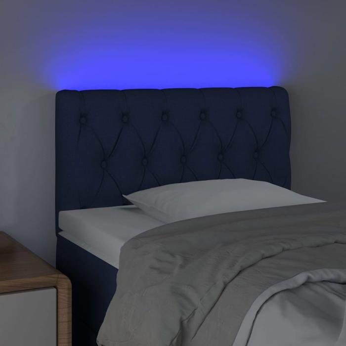VidaXL Tête de Lit à LED Meuble de Chambre à Coucher Accessoire de Lit Simple Tête de Cadre de Lit Intérieur Bleu 80x7x78/88 3121928