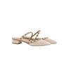 Muller Women's Summer 2024 Pointed-Toe Flat Sandals with Thick Heels and Rivet Detailing.