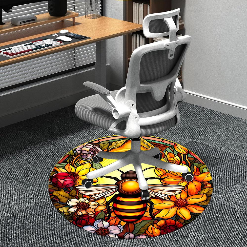 

1pc Honeybee Stained Chair Carpet for Office Non-Slip, Machine Washable Rug for Office, Room - Holiday Decor, Machine Made yy251016098 80cm by 80cm