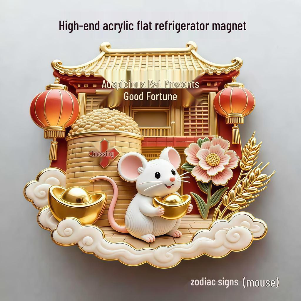 Dodici Magneti da Frigorifero in Acrilico dello Zodiaco Cinese - Regali Souvenir in Stile Cinese