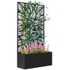 Outdoor Metal Planter With Back Trellis Black