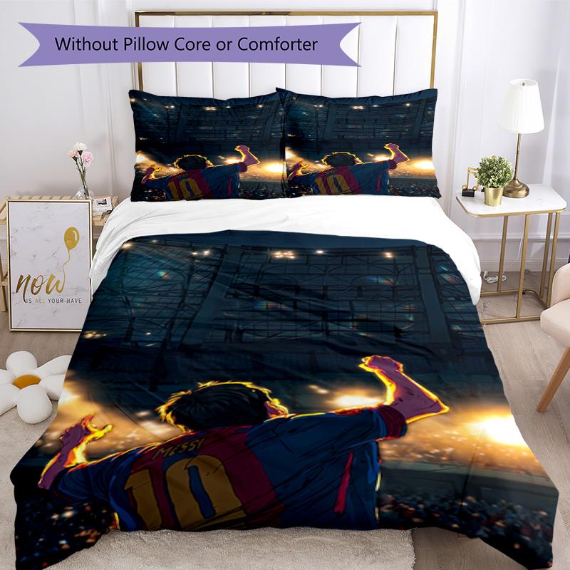 Set Biancheria da Letto Messi Copripiumino Traspirante con Federe Biancheria da Letto Decorativa per Camera da Letto Decorazione Casa Regalo di Compleanno