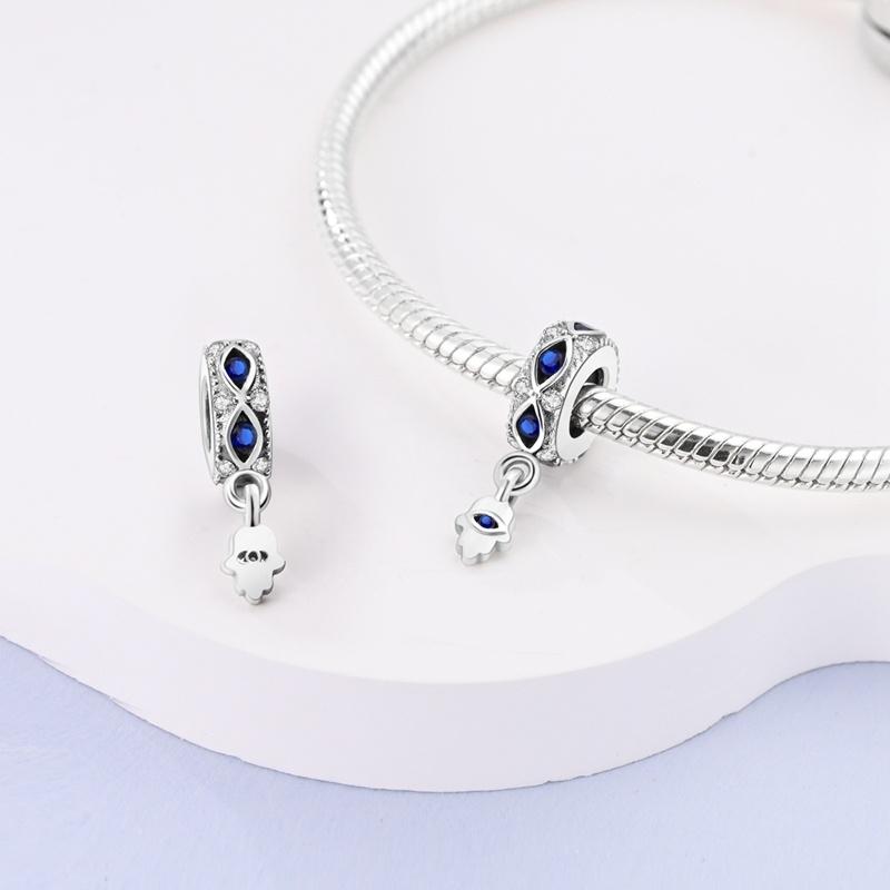 Copper Beaded Pendant Shiny Blue Zircon Love Heart Star Original 3Mm Bracelet Women Fine Jewelry