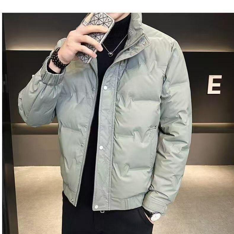 

Мужская черная легкая пуховая куртка со стойкой - Модная, теплая, утолщенная зимняя верхняя одежда 3XL 145-160 jin зелёный