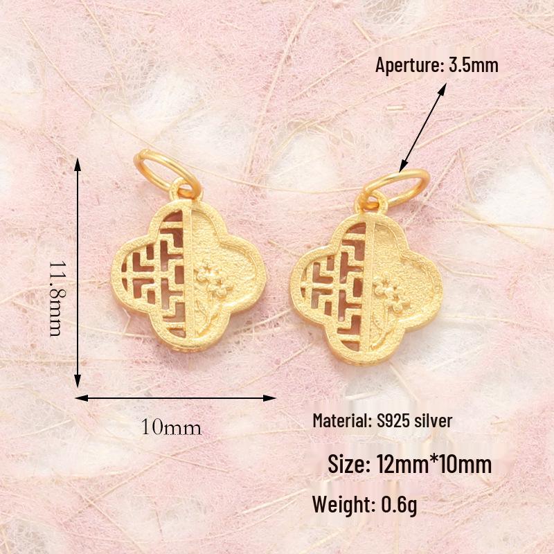 S925 Silver Gold-Plated Butterfly Abacus Pendant with Fu Character for DIY Bracelet & Necklace