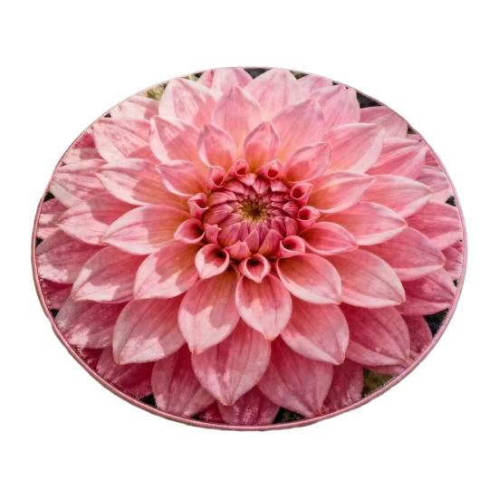 Floral Plush Floor Mat 3D Optical Illusion Round Small Area Rug Non-Slip Absorbent Carpet